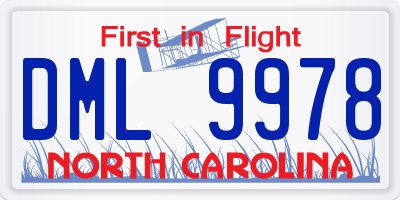 NC license plate DML9978