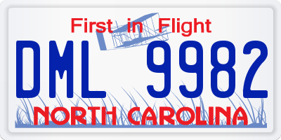 NC license plate DML9982