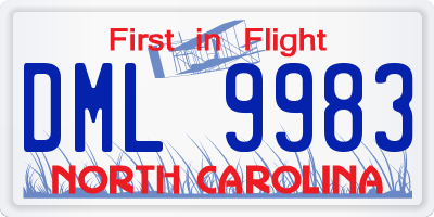 NC license plate DML9983