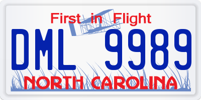 NC license plate DML9989