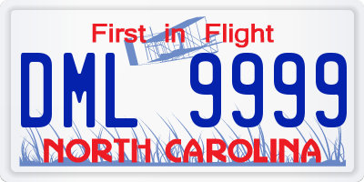 NC license plate DML9999