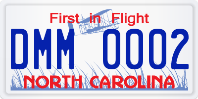 NC license plate DMM0002