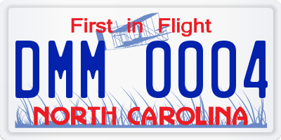 NC license plate DMM0004