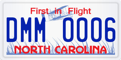 NC license plate DMM0006