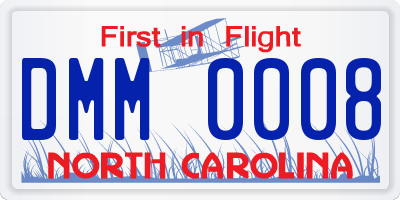 NC license plate DMM0008