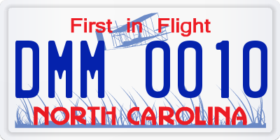 NC license plate DMM0010