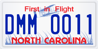 NC license plate DMM0011