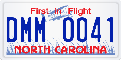 NC license plate DMM0041
