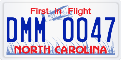 NC license plate DMM0047