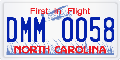 NC license plate DMM0058