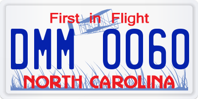 NC license plate DMM0060
