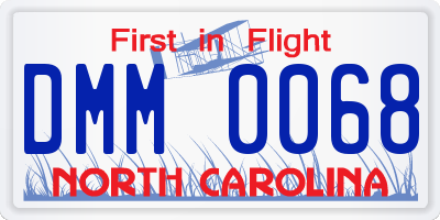 NC license plate DMM0068