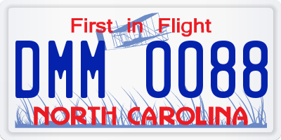 NC license plate DMM0088