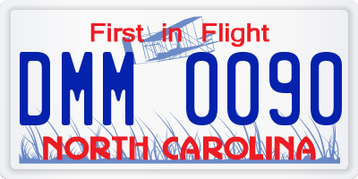 NC license plate DMM0090