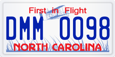 NC license plate DMM0098