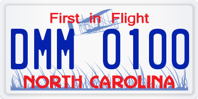 NC license plate DMM0100