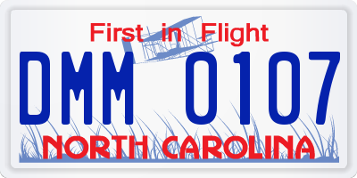 NC license plate DMM0107