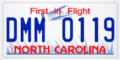 NC license plate DMM0119