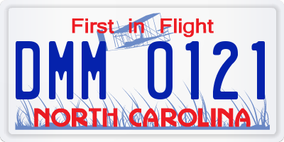 NC license plate DMM0121