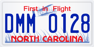 NC license plate DMM0128