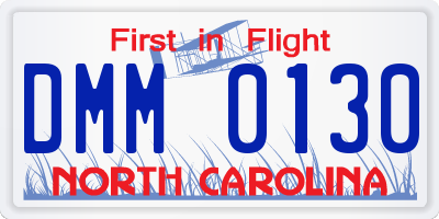 NC license plate DMM0130