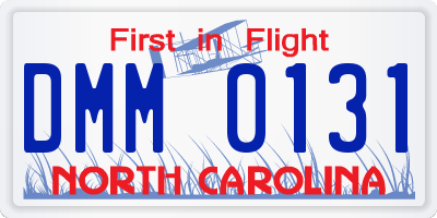 NC license plate DMM0131