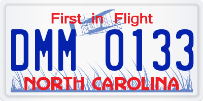 NC license plate DMM0133