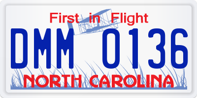 NC license plate DMM0136