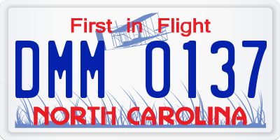 NC license plate DMM0137
