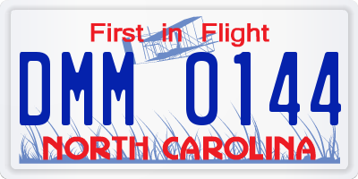 NC license plate DMM0144