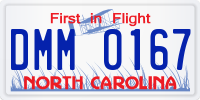 NC license plate DMM0167