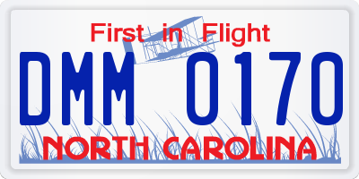 NC license plate DMM0170
