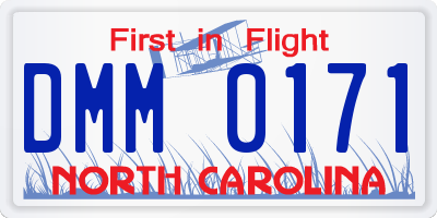 NC license plate DMM0171