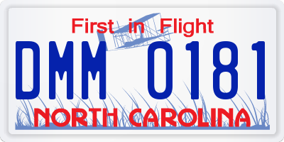 NC license plate DMM0181