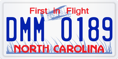 NC license plate DMM0189