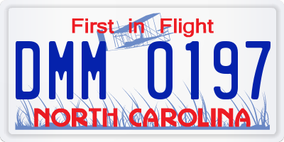 NC license plate DMM0197