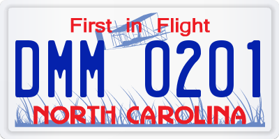 NC license plate DMM0201