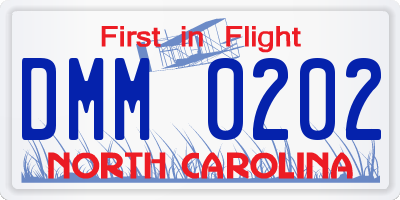 NC license plate DMM0202