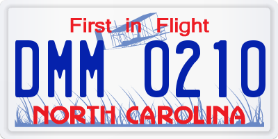 NC license plate DMM0210