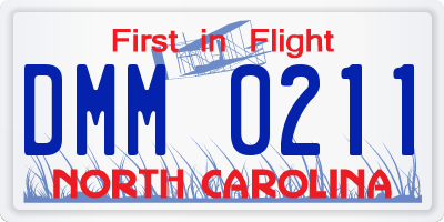 NC license plate DMM0211