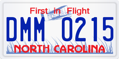 NC license plate DMM0215