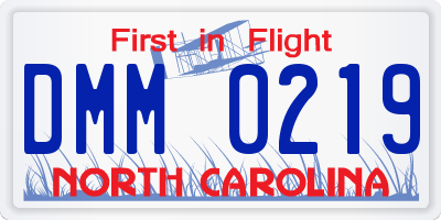 NC license plate DMM0219
