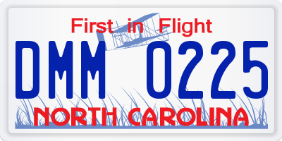 NC license plate DMM0225