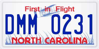 NC license plate DMM0231