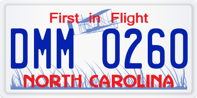 NC license plate DMM0260