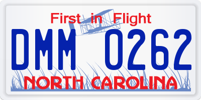 NC license plate DMM0262