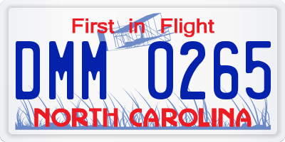 NC license plate DMM0265