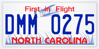 NC license plate DMM0275