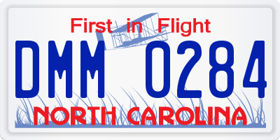 NC license plate DMM0284