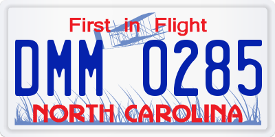 NC license plate DMM0285